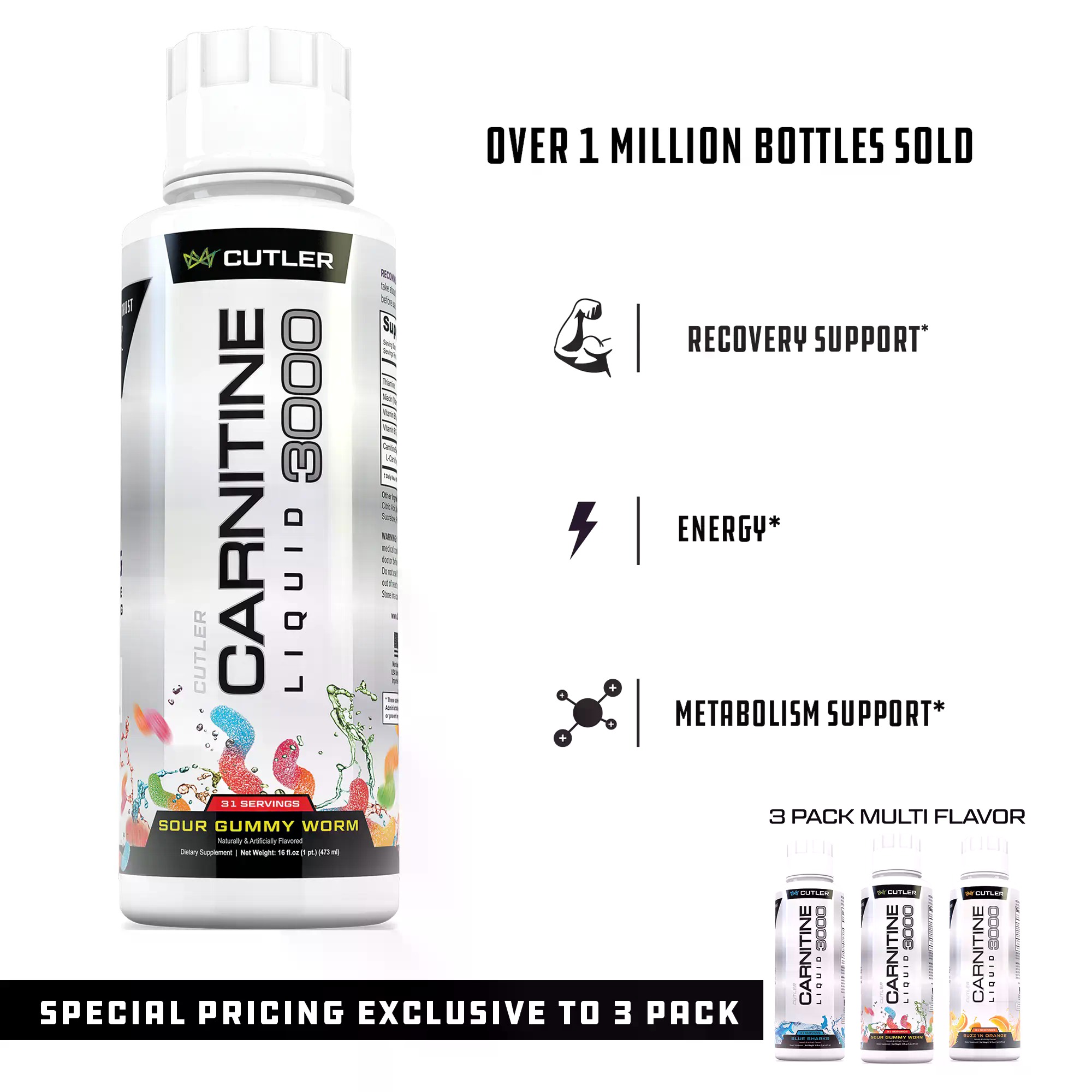 Nutrition Fitness Supplements - Cutler Nutrition Sıvı Karnitin 3000 Enerji
