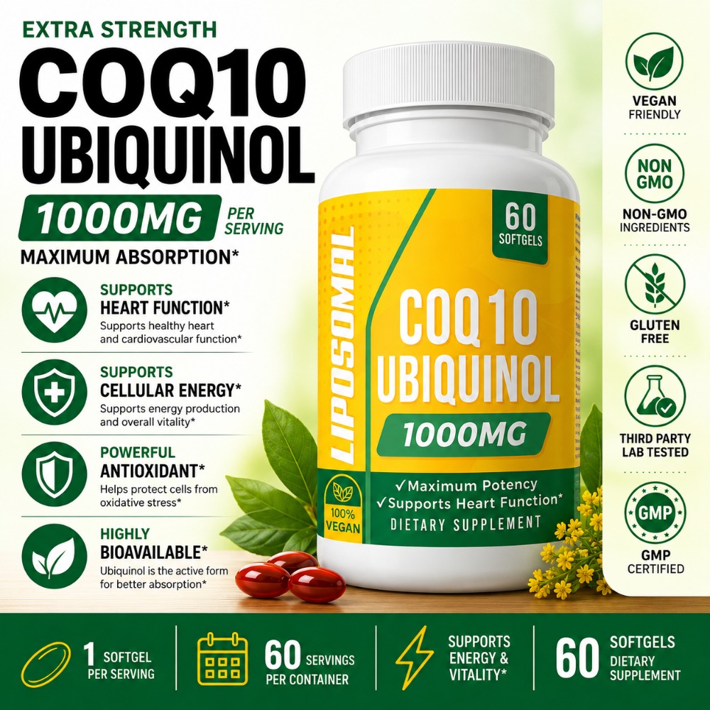 Coq10 Ubiquinol Softgel - CoQ10 Ubiquinol 1000mg Vegan Yumuşak Kapsüller