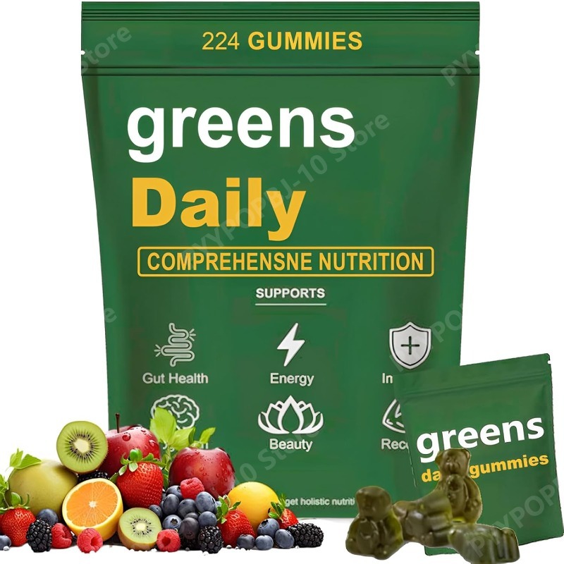 Multivitamin Gummy Adult - Greens Gummies Organik Chlorella ve Spirulina,